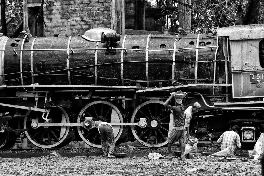 workers, rail, tracks