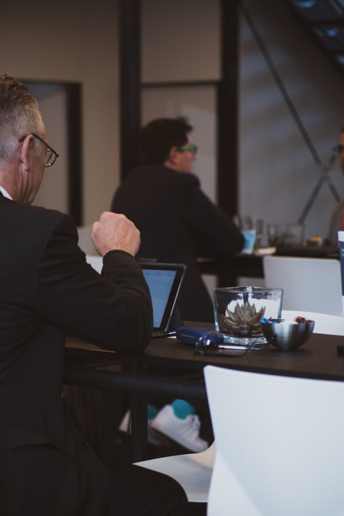 a man sitting at a desk